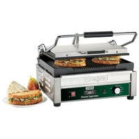 Waring WPG250TB Panini Supremo Grooved Top & Bottom Panini Sandwich Grill with Timer - 14 1/2 inch x 11 inch Cooking Surface - 208V, 2808W