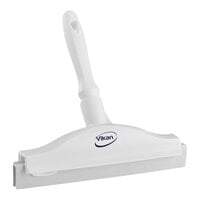 Vikan 77115 9 13/16" White Ultra-Hygienic Double Blade Rubber Hand Squeegee with Plastic Frame and Replacement Cassette