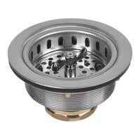 Dearborn 17BN Spin-N-Lock 4 1/2" Stainless Steel Sink Basket Strainer with Screw-In Basket and Brass Nuts