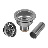 Dearborn 15T Snap-N-Tite 3 3/4" Stainless Steel Sink Basket Strainer with Locking Cup and Chrome-Plated Tailpiece