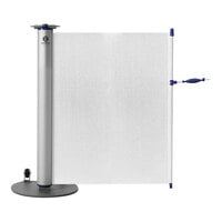 ZonePro Single Rolling Stanchion with White Safety Banner and Blue Accent URS3003-BLU-B-12