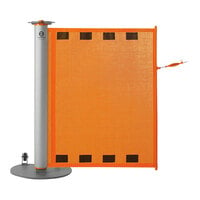 ZonePro Single Rolling Stanchion with Orange Safety Banner URS3000-ORG