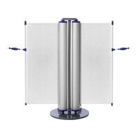ZonePro Dual Rolling Stanchion with White Safety Banners and Blue Accent URD3002-BLU-B-12
