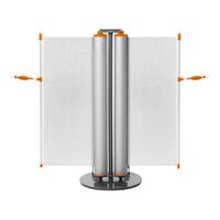 ZonePro Customizable Dual Rolling Stanchion Safety Banners and Orange Accent URD3002-ORG-1S-12