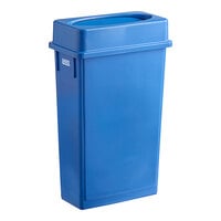 Lavex 23 Gallon Dark Blue Slim Rectangular Trash Can with Drop Shot Lid