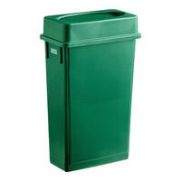 Lavex 23 Gallon Dark Green Slim Rectangular Trash Can with Drop Shot Lid