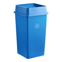 Lavex 50 Gallon Blue Square Recycling Can with Swing Lid