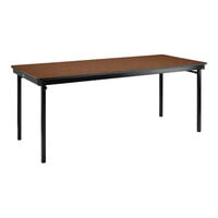 National Public Seating Max Seating 24" x 84" Montana Walnut Plywood Folding Table with T-Mold Edge
