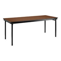 National Public Seating Max Seating 36" x 72" Montana Walnut Plywood Folding Table with T-Mold Edge