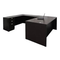 Boss Holland Series 66" Mocha Laminate Desk Module with Bridge, Dual Storage, and Credenza