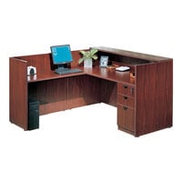 Boss Holland Series 71" Mahogany Reception Laminate Desk Module with Return and Storage Pedestal