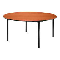 National Public Seating Max Seating Round Wild Cherry Plywood Folding Table with T-Mold Edge