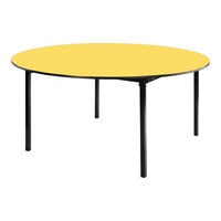 National Public Seating Max Seating Round Marigold Plywood Folding Table with T-Mold Edge