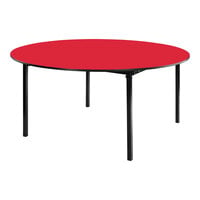 National Public Seating Max Seating Round Hollyberry Plywood Folding Table with T-Mold Edge