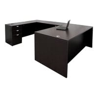 Boss Holland Series 66" Mocha Laminate Desk Module with Bridge, Storage Pedestal, and Credenza