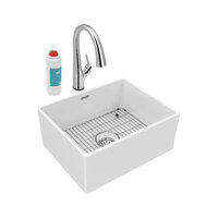 Zurn Elkay SWUF2520WHFLC 24 7/16" x 19 11/16" White Fireclay Single Bowl Farmhouse Sink Kit with Filtered Faucet