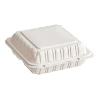 Choice 9" x 9" 1-Compartment Microwaveable White Mineral-Filled Plastic Hinged Take-Out Container - 150/Case