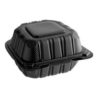 Choice 6" x 6" 1-Compartment Microwaveable Black Mineral-Filled Plastic Hinged Take-Out Container - 250/Case