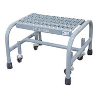 Cotterman Series 1000 16" x 10" x 12" 1-Step Gray Powder-Coated Steel Rolling Ladder with UnaGrip Serrated Tread D0460104-03 - 450 lb. Capacity