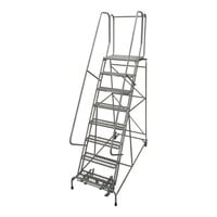 Cotterman Series 1000 24" x 20" x 80" 8-Step Gray Powder-Coated Steel Rolling Ladder with UnaGrip Serrated Tread D0460096-12 - 450 lb. Capacity