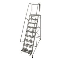 Cotterman Series 1000 24" x 20" x 90" 9-Step Gray Powder-Coated Steel Rolling Ladder with UnaGrip Serrated Tread D0460096-15 - 450 lb. Capacity