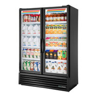 True FLM-54~TSL01 53 7/8" Black Refrigerated Glass Door Merchandiser with LED Lighting and Full Length Doors