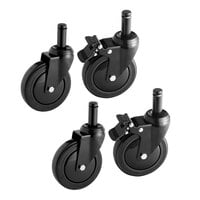 Regency 5" Black Polyurethane Swivel Shelving Stem Casters - 4/Pack