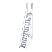 Cotterman Series 1500 24" x 10" x 160" 16-Step Gray Powder-Coated Steel Rolling Ladder with UnaGrip Serrated Tread D0470039-15 - 450 lb. Capacity
