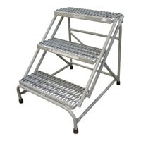 Cotterman 24" x 10" x 30" 3-Step Gray Powder-Coated Steel Step Stand with UnaGrip Serrated Tread D1150030 - 500 lb. Capacity