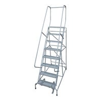 Cotterman Series 1000 24" x 10" x 80" 8-Step Gray Powder-Coated Steel Rolling Ladder with Perforated Tread D0460095-22 - 450 lb. Capacity