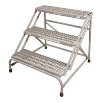 Cotterman 30" x 10" x 30" 3-Step Gray Powder-Coated Steel Step Stand with UnaGrip Serrated Tread D1150020 - 500 lb. Capacity