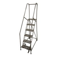 Cotterman Series 1000 16" x 10" x 60" 6-Step Gray Powder-Coated Steel Rolling Ladder with Perforated Tread D0460092-22 - 450 lb. Capacity