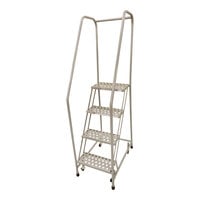 Cotterman Series 1000 16" x 10" x 40" 4-Step Gray Powder-Coated Steel Rolling Ladder with Perforated Tread D0460090-13 - 450 lb. Capacity