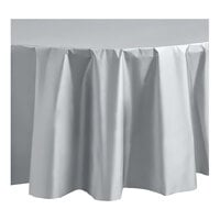 Table Mate 84" Metallic Silver Round Plastic Table Cover - 24/Case