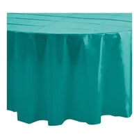 Table Mate 84" Teal Round Plastic Table Cover - 24/Case