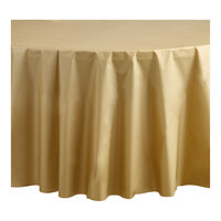 Table Mate 84" Metallic Gold Round Plastic Table Cover - 24/Case