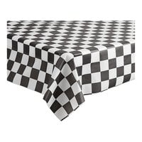 Table Mate 54" x 108" Black Checkered Plastic Table Cover - 24/Case