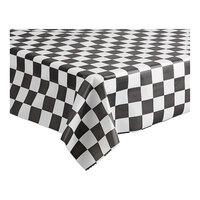 Table Mate 40" x 100' Black Checkered Plastic Table Cover Roll - 4/Case