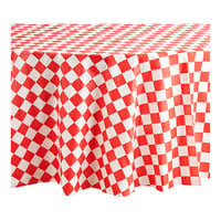 Table Mate 84" Red Checkered Round Plastic Table Cover - 24/Case