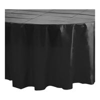 Table Mate 84" Black Round Plastic Table Cover - 24/Case
