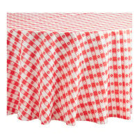 Table Mate 84" Red Gingham Round Plastic Table Cover - 24/Case