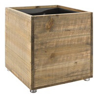 Room360 Asheville RWA013NAW20 9 Qt. Rustic Wood Cube Wastebasket - 2/Pack