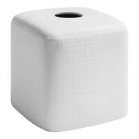 room360 Toronto 5 1/4" x 5 1/4" Porcelain Square Tissue Box Cover RTB029WHP21 - 4/Pack