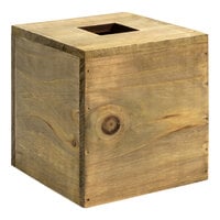 room360 Asheville 5 1/2" x 5 1/2" Rustic Wood Square Tissue Box Cover RTB036NAW21 - 4/Pack
