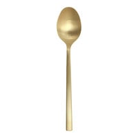 Fortessa Arezzo Brushed Gold 5 1/8" 18/10 Stainless Steel Extra Heavy Weight Demitasse Spoon - 12/Case