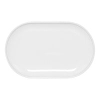 Front of the House Bevel 11" x 7" White Oval Porcelain Plate - 6/Case