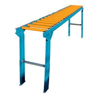 Lavex 18" x 10' Gravity Conveyor with Legs, 1 1/2" Polyurethane-Coated Rollers, and 3" Centers