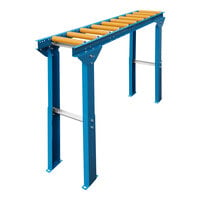Lavex 12" x 5' Gravity Conveyor with Legs, 1 1/2" Polyurethane-Coated Rollers, and 6" Centers