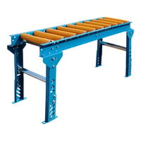 Lavex 18" x 5' Gravity Conveyor with Legs, 1 15/16" Polyurethane-Coated Rollers, and 3" Centers