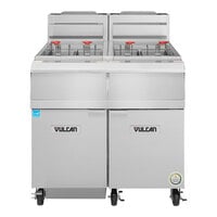 Vulcan 2VHG75AF-LP QuickFry Series 150 lb. Liquid Propane 2 Unit Floor Fryer with Analog Controls and KleenScreen PLUS Filtration System - 200,000 BTU
